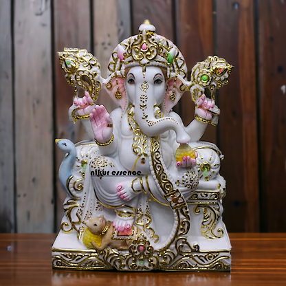 Ganesha Ganpati setting Marble idol - 21 inches