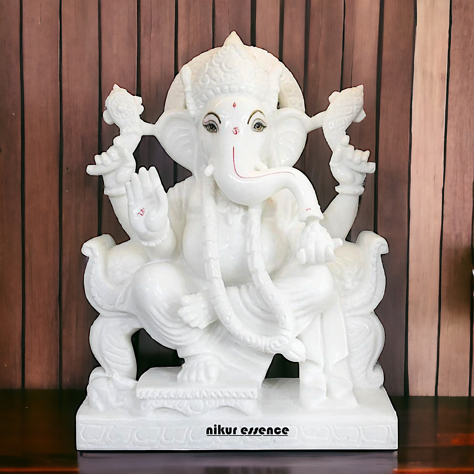 Ganesha Seated Pure White Marble idol - 3 Feet