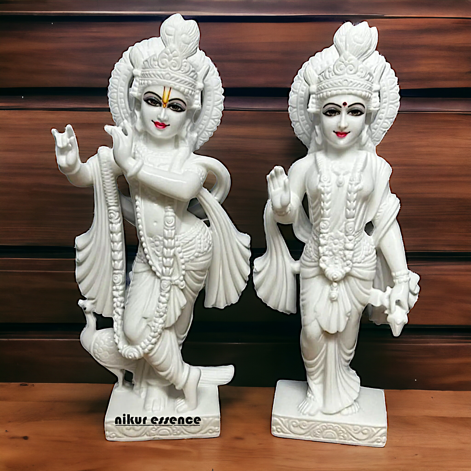 Radha Krishna Pure white Marble statue - 24 inches