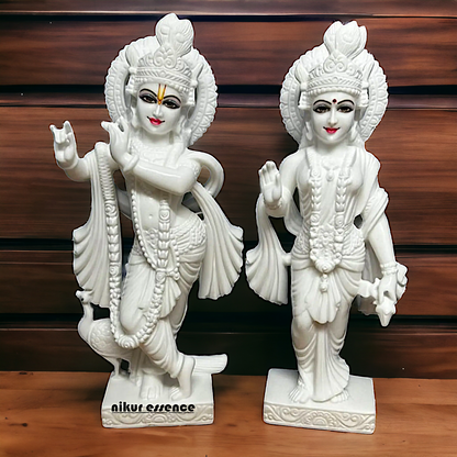 Radha Krishna Pure white Marble statue - 24 inches