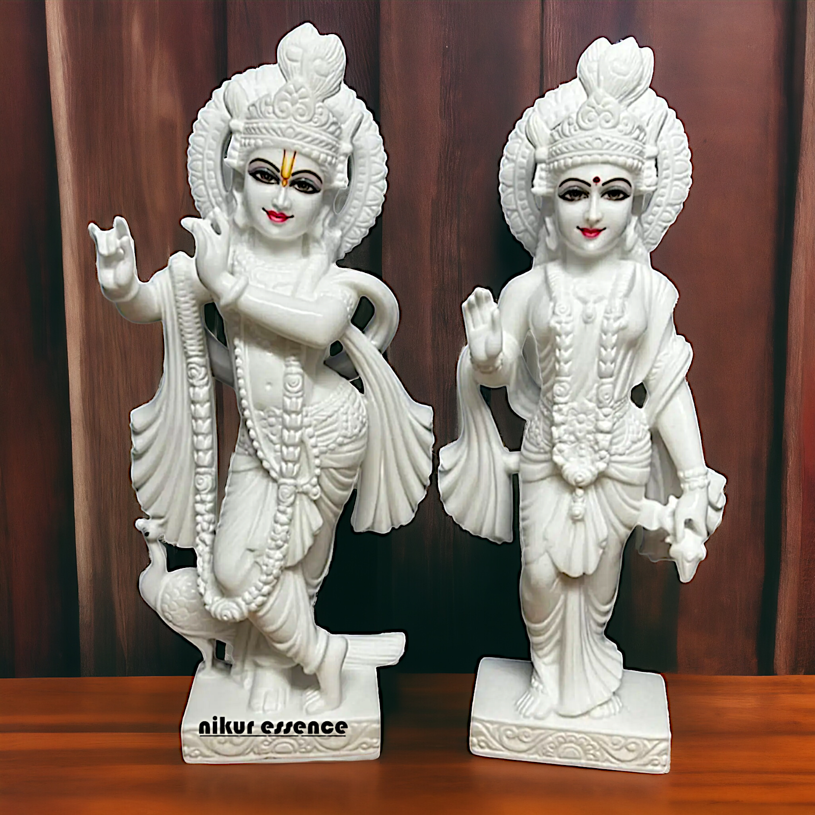 Radha Krishna Pure white Marble statue - 24 inches