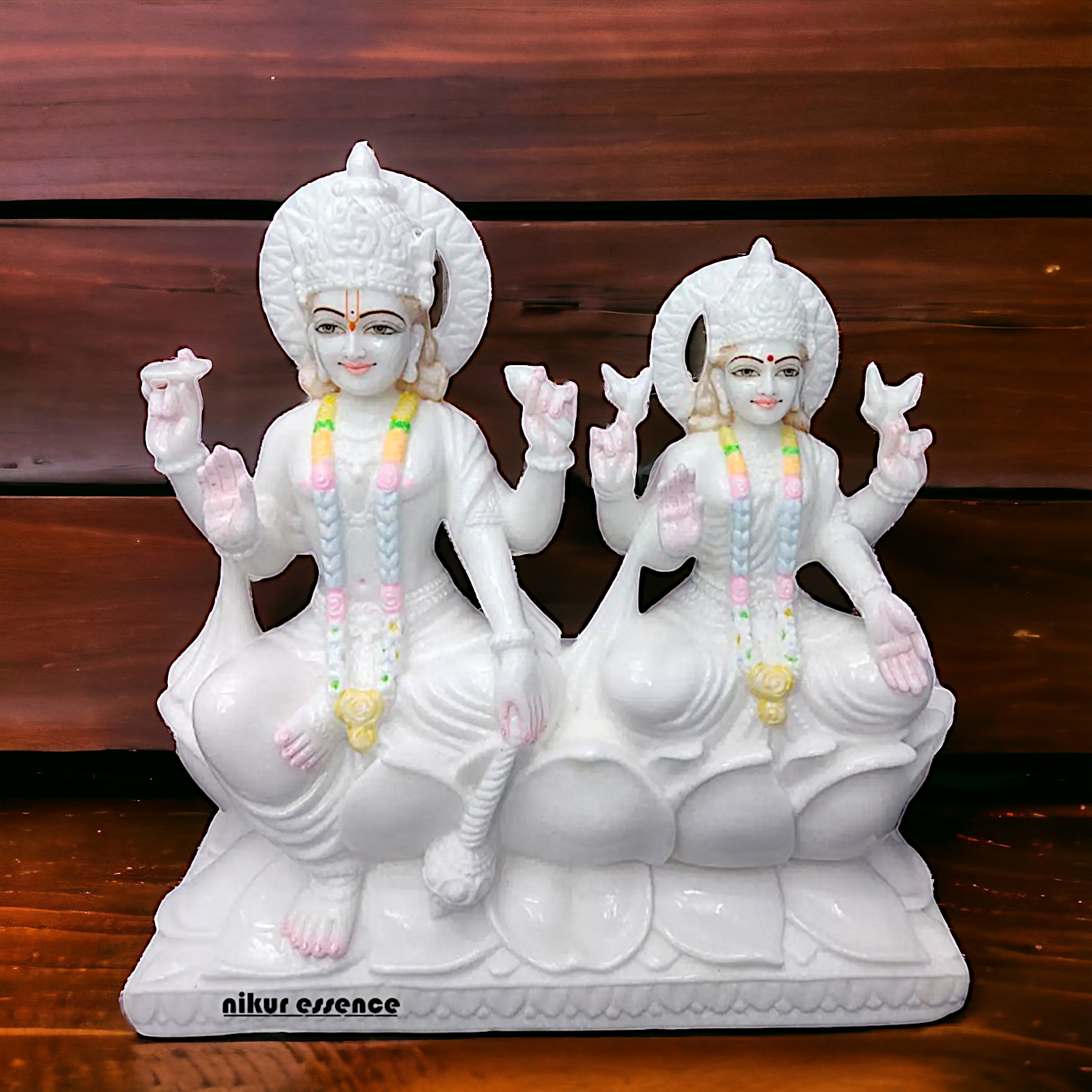 Vishnu Lakshmi Seated Marble statue - 24 inches