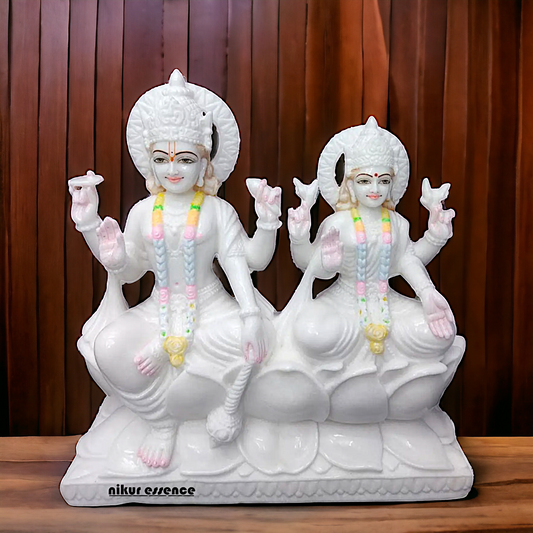 Vishnu Lakshmi Seated Marble statue - 24 inches