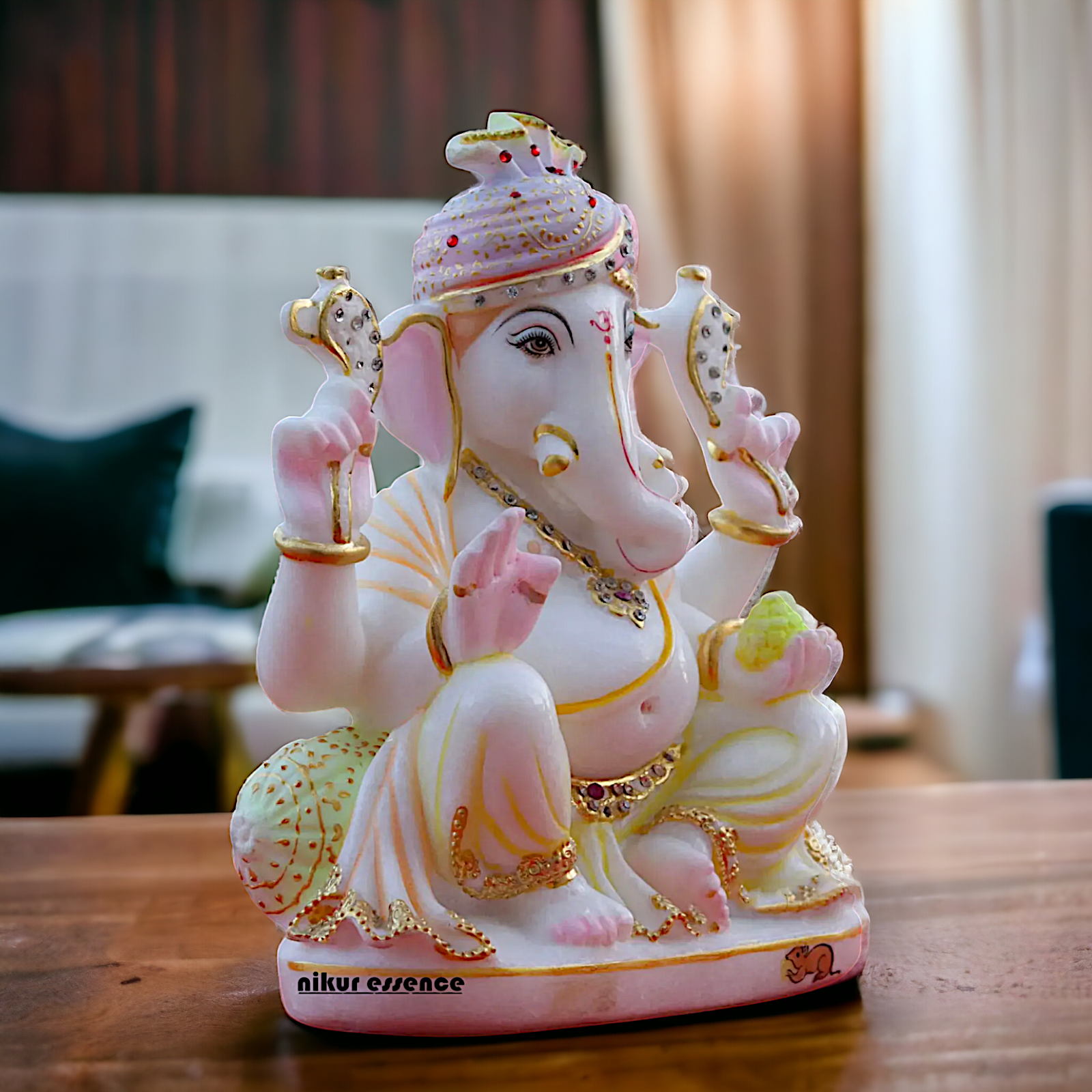 Marble Ganesha Vinayaka idol - 10 inches