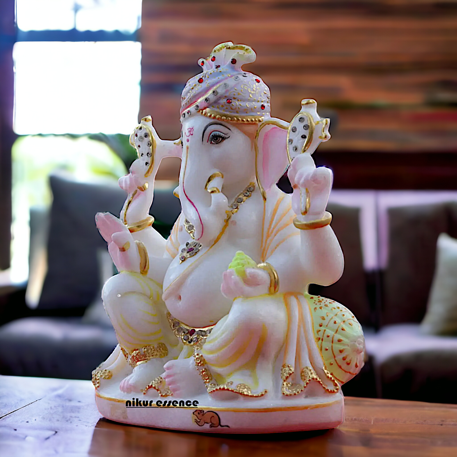 Marble Ganesha Vinayaka idol - 10 inches