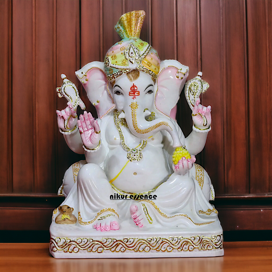 Large Ganesha Seated Marble idol - 2 Feet