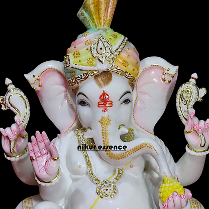 Large Ganesha Seated Marble idol - 2 Feet