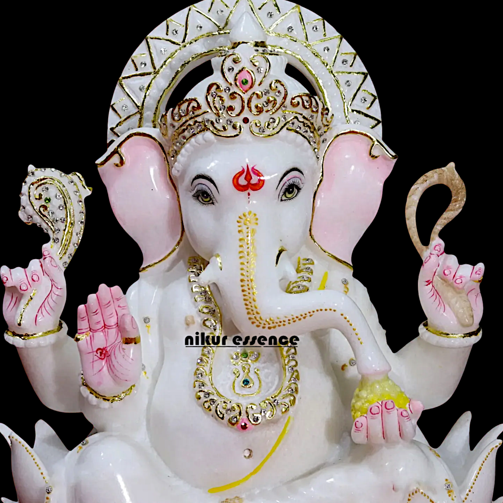 Vinayaka Ganpati Seated on Lotus Marble statue - 18 inches