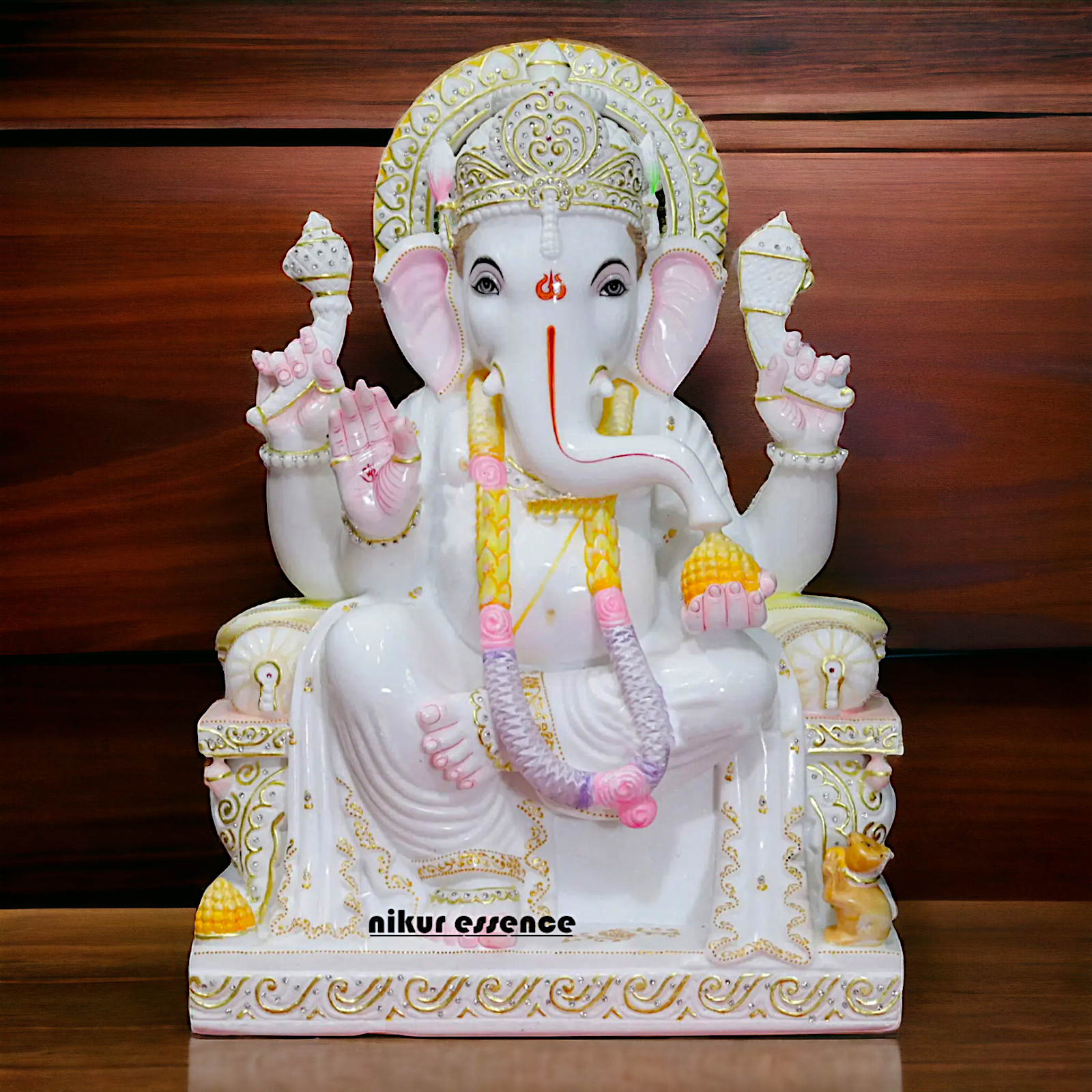 Ganesha Ganpati with mouse Marble idol - 30 inches