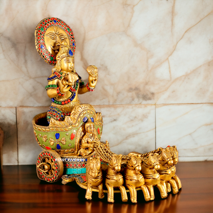 Surya Rath Brass with Stone Work idol - 12 inches