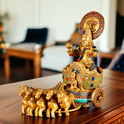 Surya Rath Brass with Stone Work idol - 12 inches