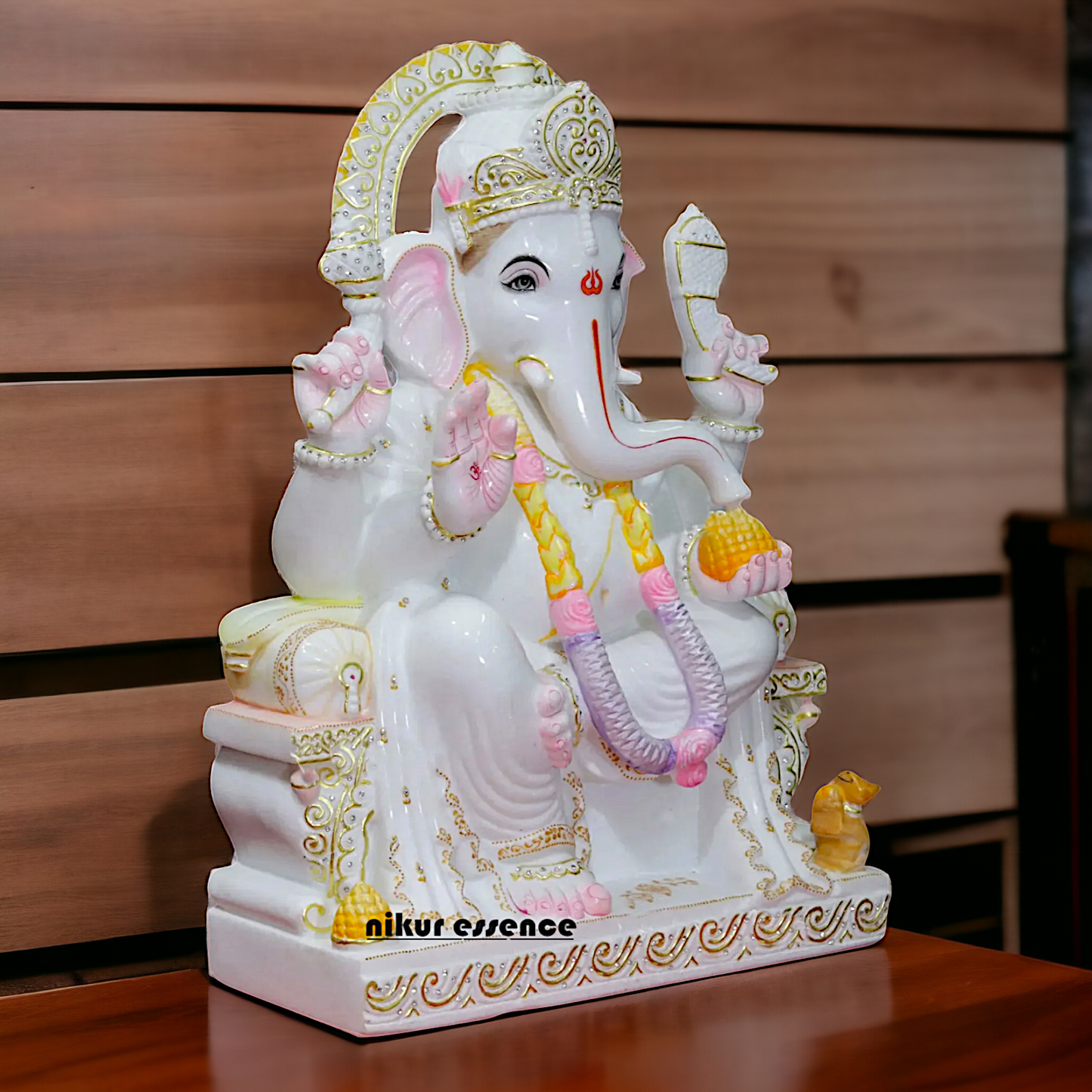 Ganesha Ganpati with mouse Marble idol - 30 inches