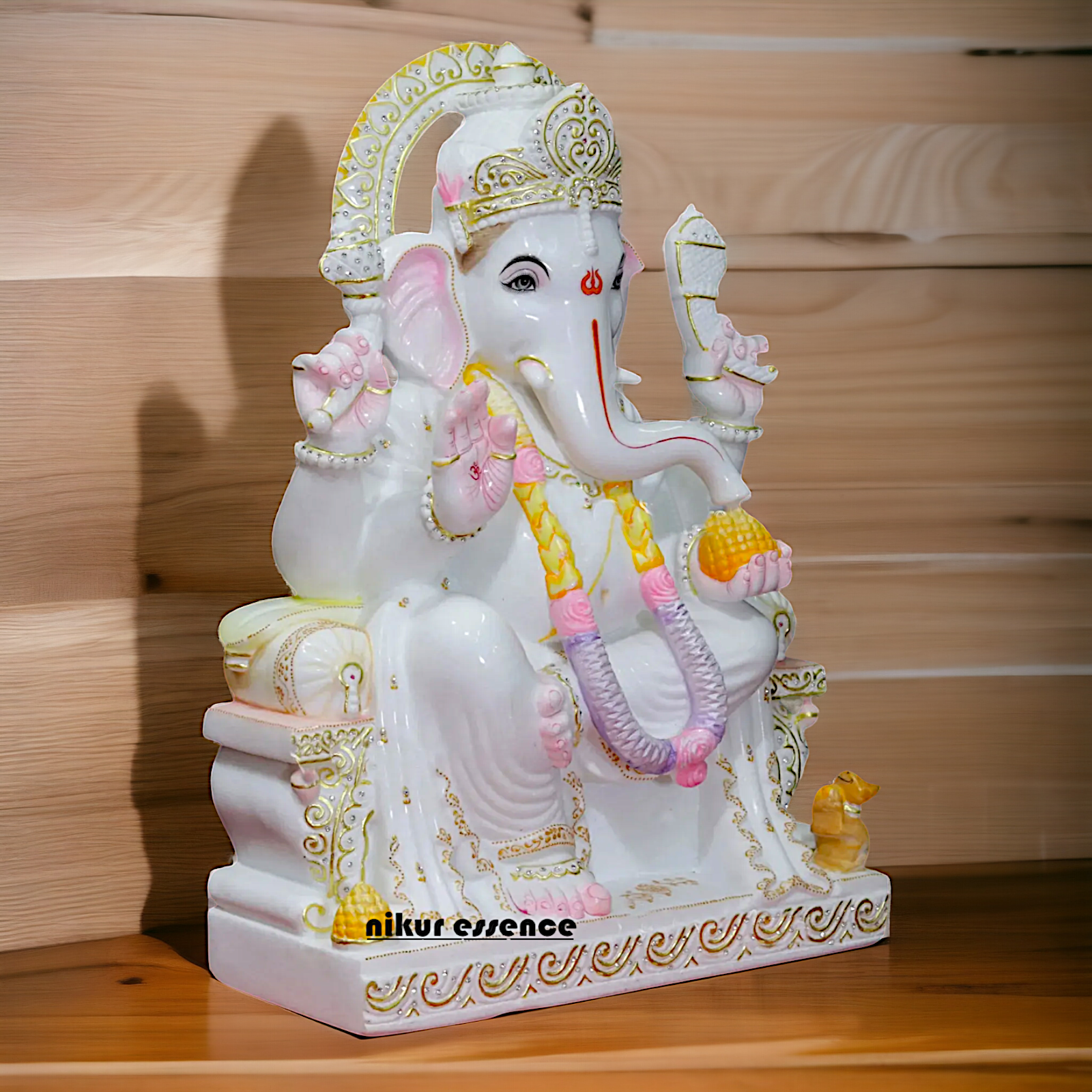 Ganesha Ganpati with mouse Marble idol - 30 inches