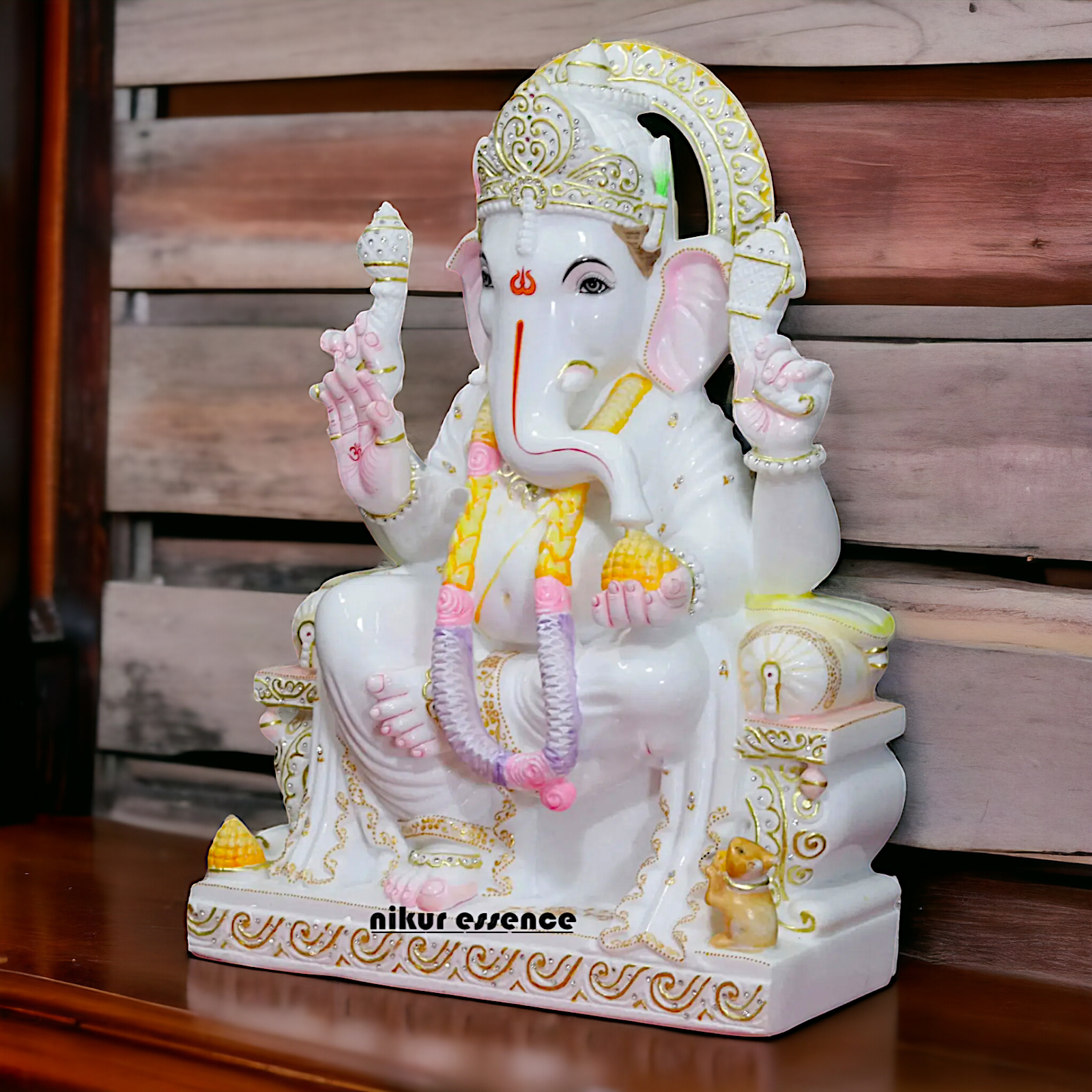 Ganesha Ganpati with mouse Marble idol - 30 inches