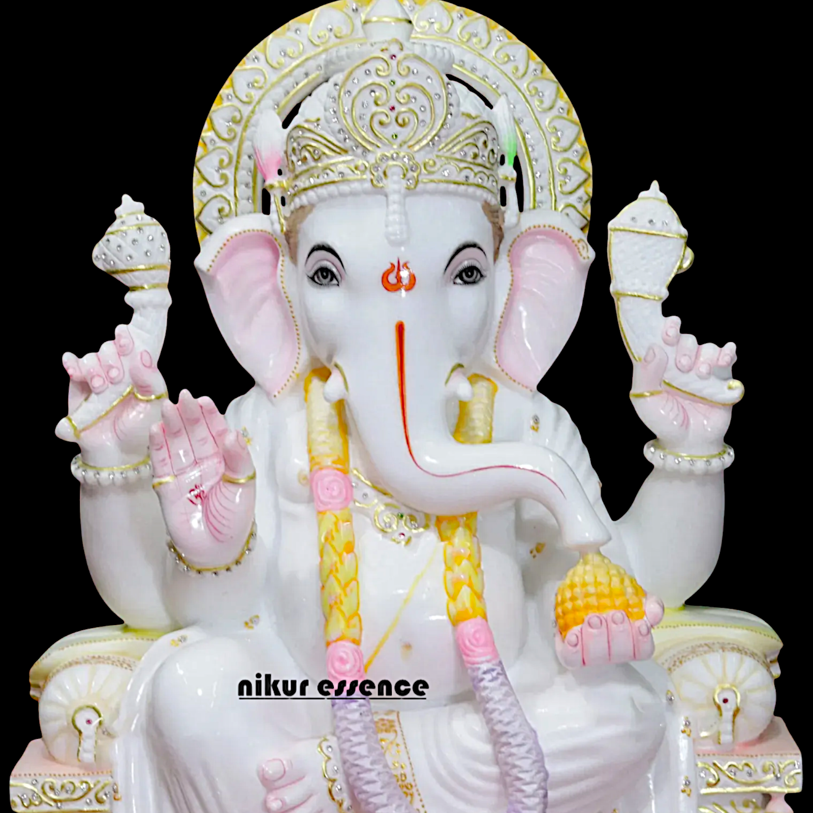 Ganesha Ganpati with mouse Marble idol - 30 inches