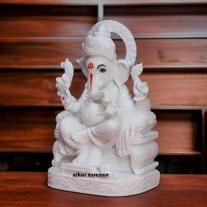 Pure Marble Ganesha Meditation Marble idol - 12 inches