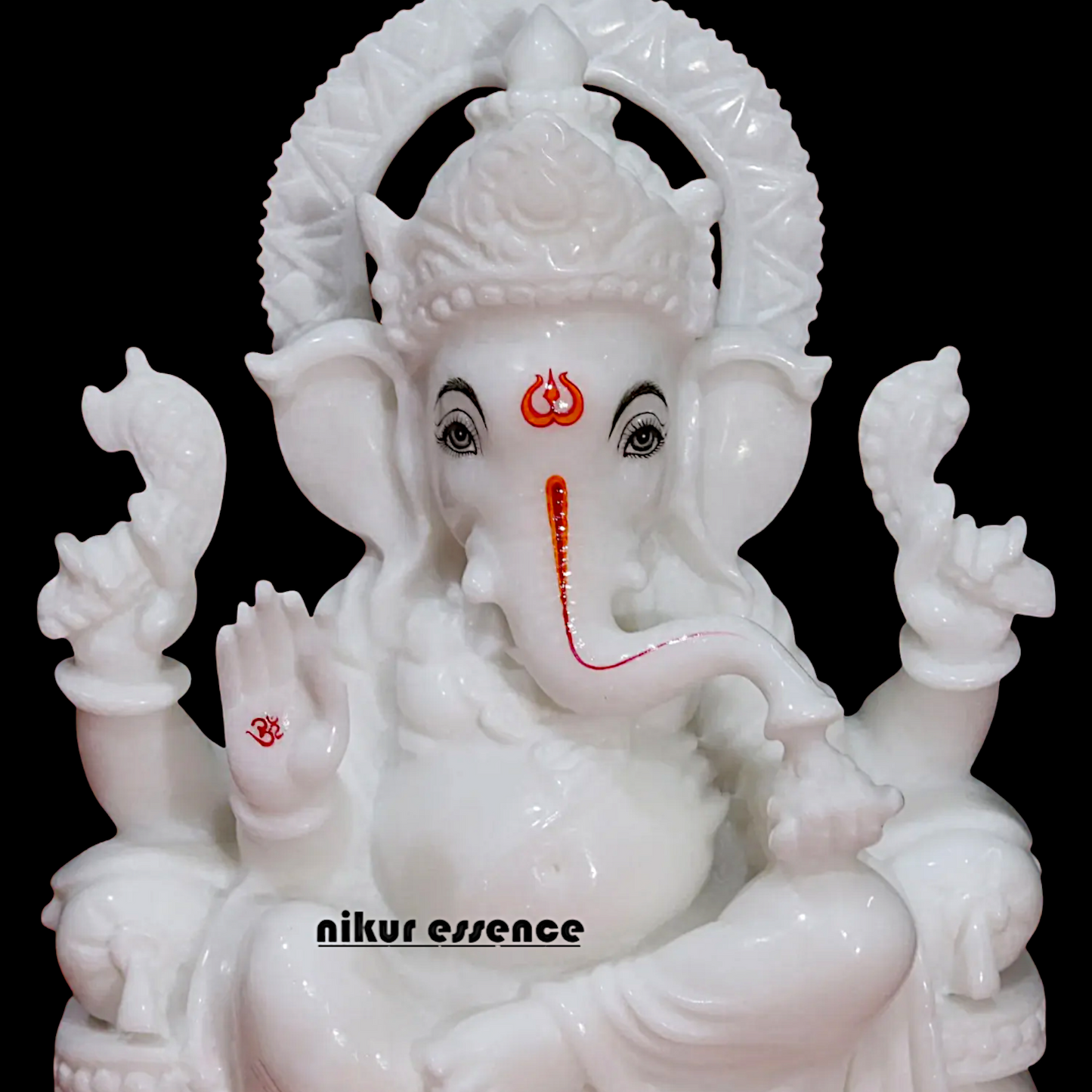 Pure Marble Ganesha Meditation Marble idol - 12 inches