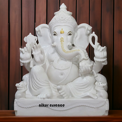 Big Vinayaka Ganesha Sitting marble statue - 36 Inches