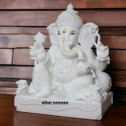 Big Vinayaka Ganesha Sitting marble statue - 36 Inches