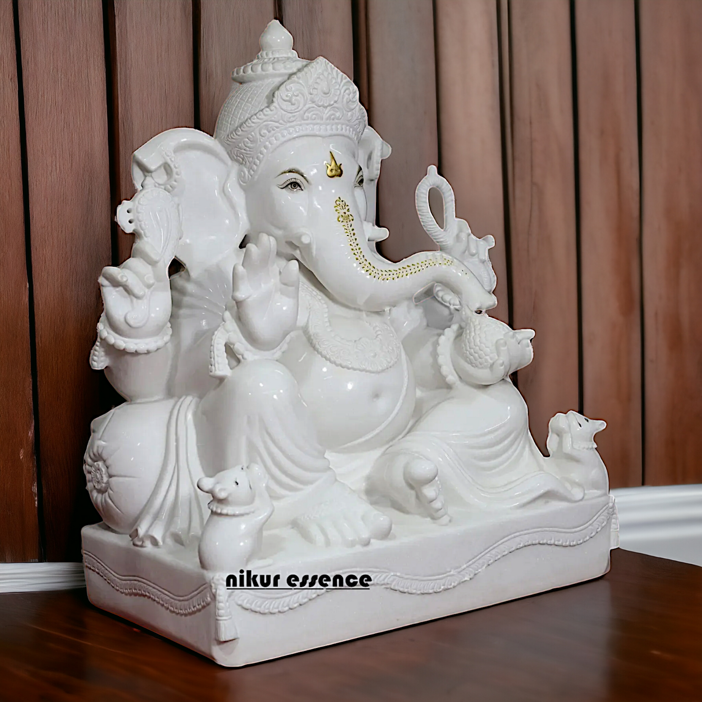 Big Vinayaka Ganesha Sitting marble statue - 36 Inches