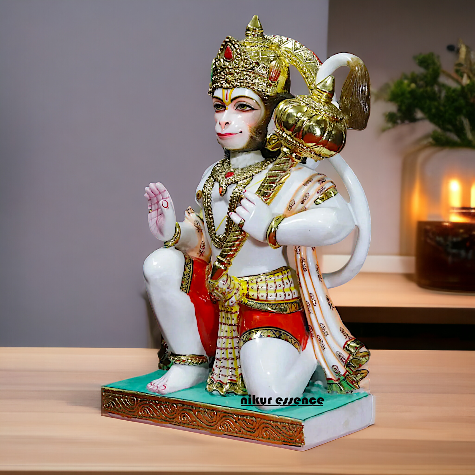 Large Hanuman with Gada Marble idol - 30 inches