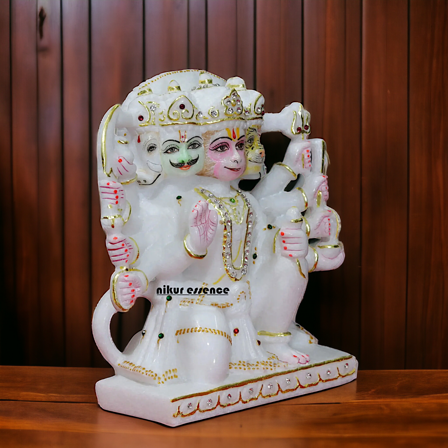 Panchmukhi Hanuman Sitting Marble statue - 9 inches