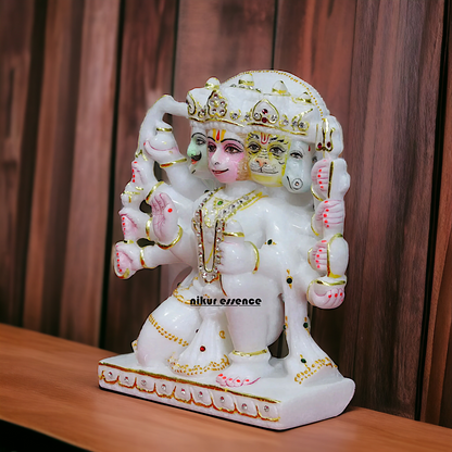 Panchmukhi Hanuman Sitting Marble statue - 9 inches