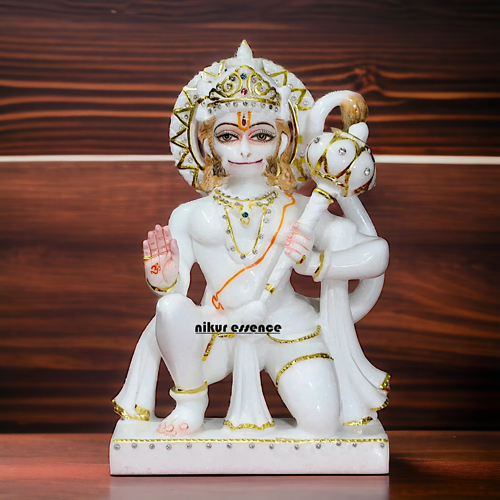 Hanuman seated with Gada Marble statue - 12 inches