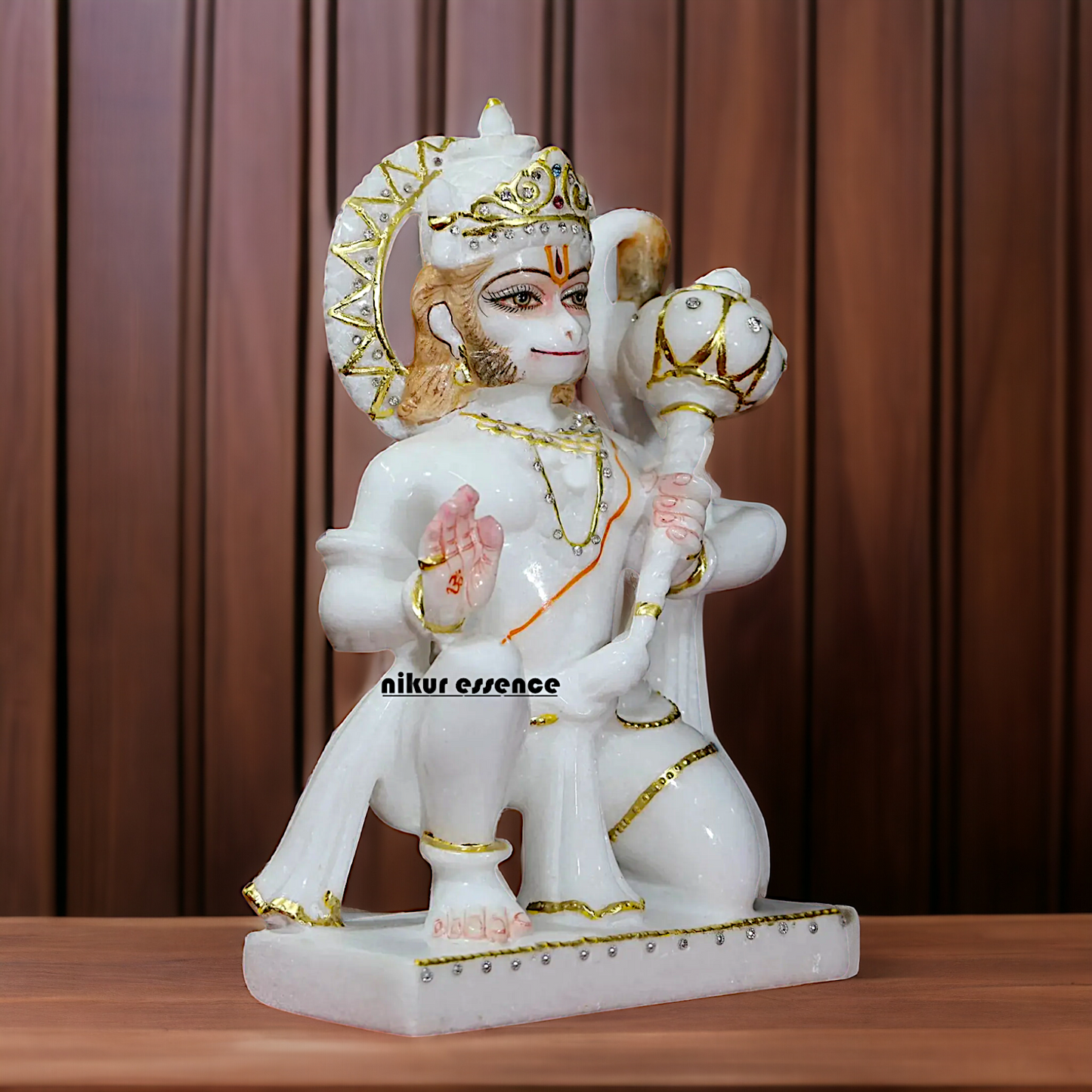 Hanuman seated with Gada Marble statue - 12 inches