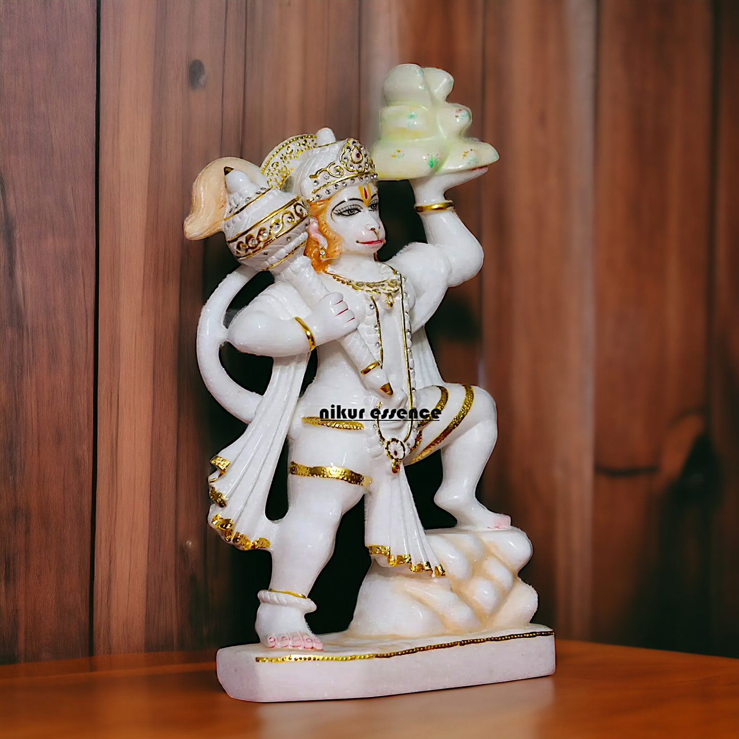 Marble Hanuman Bajrangbali carry sanjeevni booti mount marble statue - 15 inches