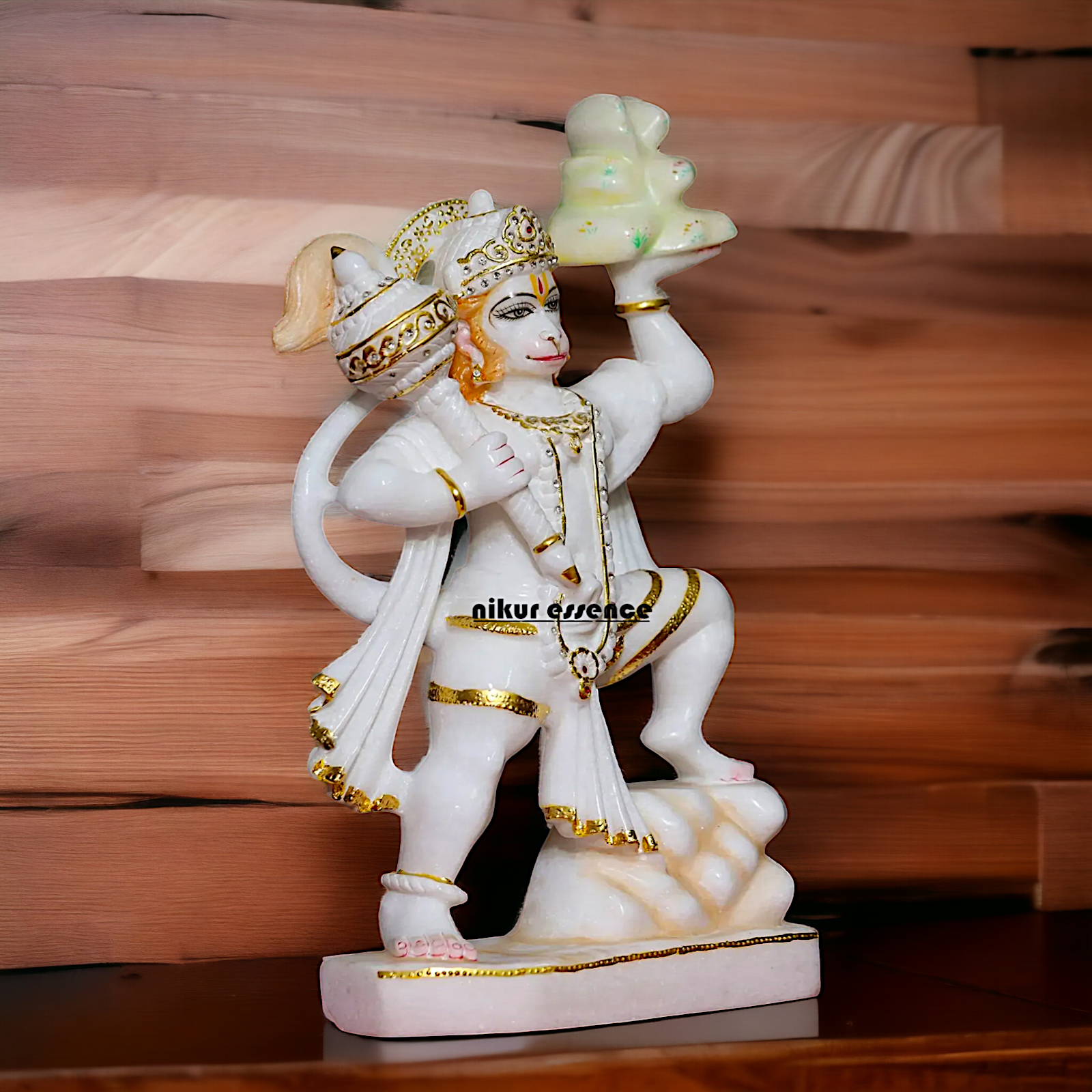 Marble Hanuman Bajrangbali carry sanjeevni booti mount marble statue - 15 inches