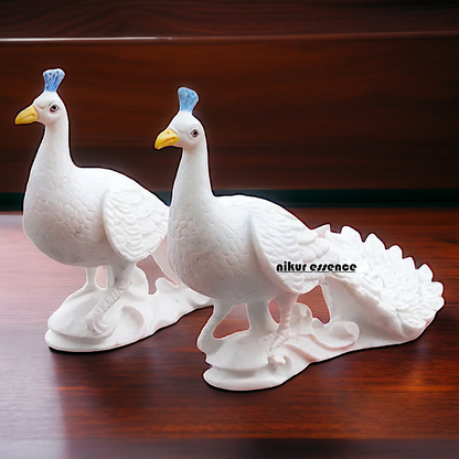 Peacock pair Marble statue - 12 inches