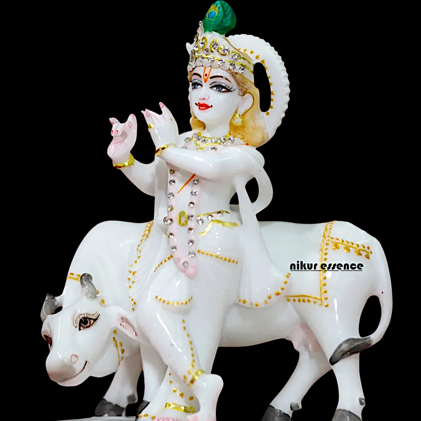 Krishna Bhagwan standing with Cow statue - 9 inches