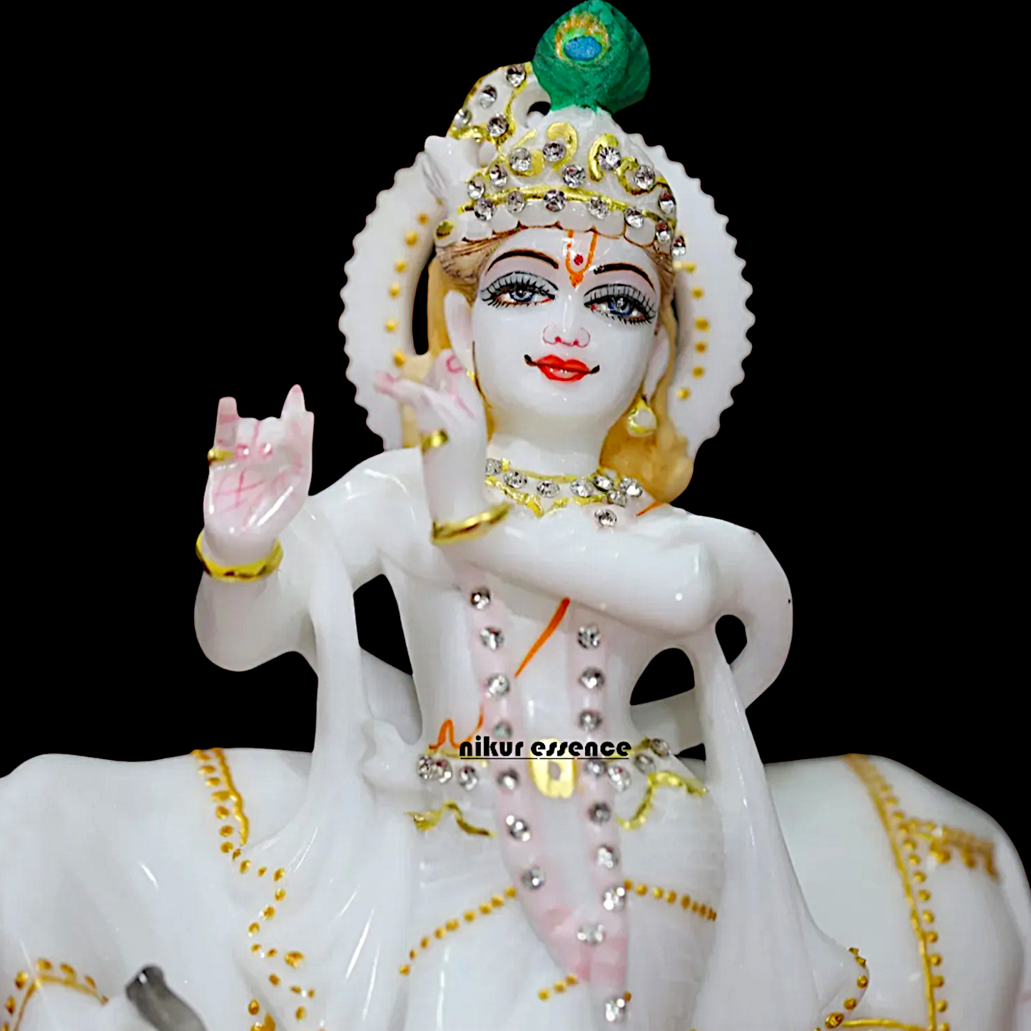 Krishna Bhagwan standing with Cow statue - 9 inches