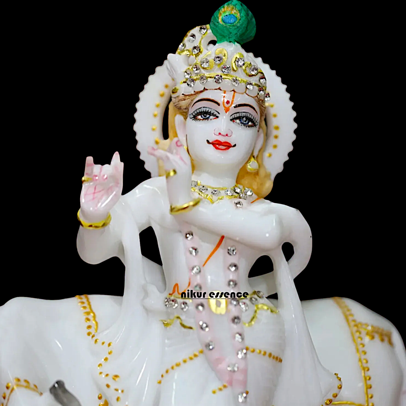 Krishna Bhagwan standing with Cow statue - 9 inches