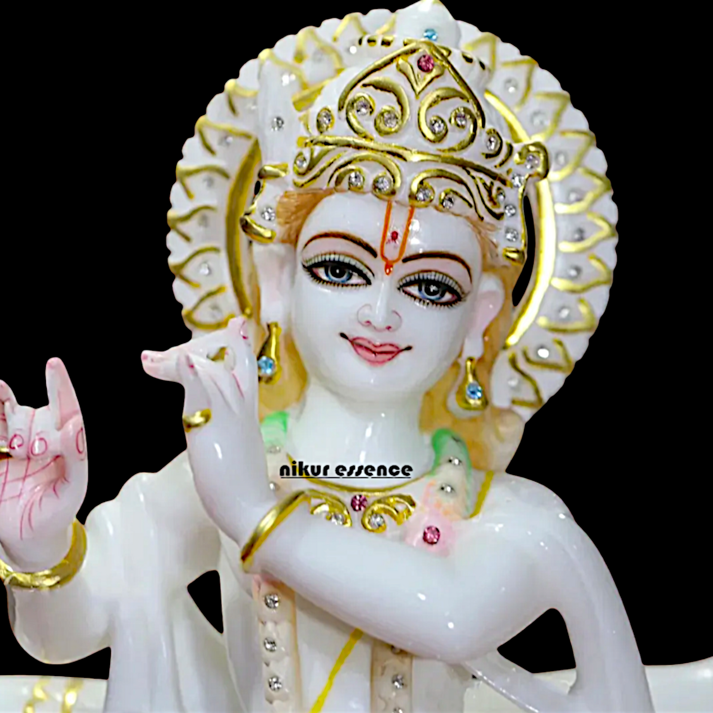 Marble Krishna Standing with Cow idol - 18 inches