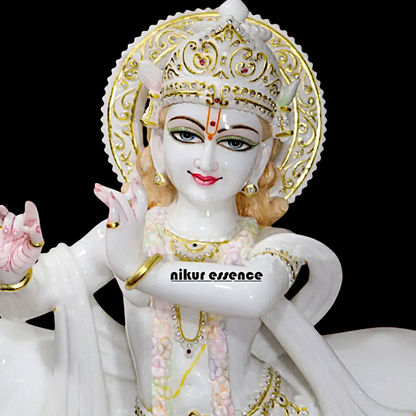 Big Krishna Standing with Cow Marble statue - 30 inches