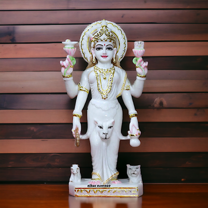 Marble Parvati maa standing statue - 15 inches