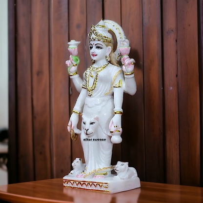 Marble Parvati maa standing statue - 15 inches