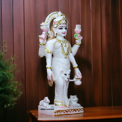 Marble Parvati maa standing statue - 15 inches