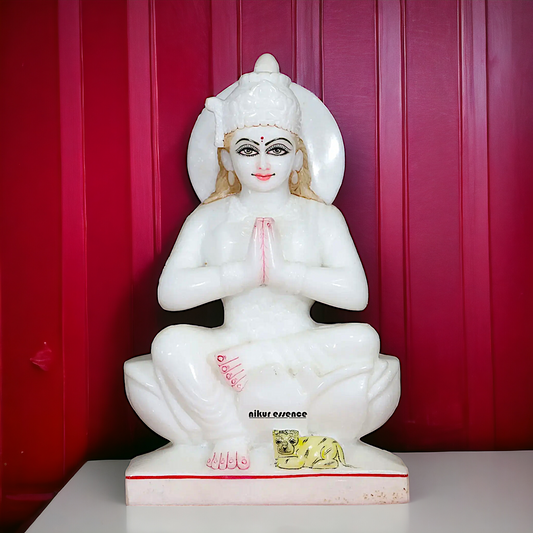 Maa Parvati seated marble idol - 1 Feet