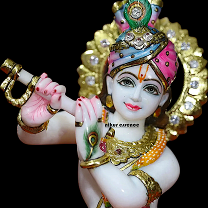 Marble Krishna Standing Playing Flute statue - 15 inches