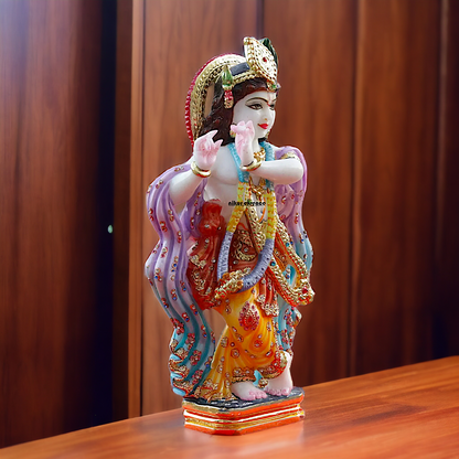 Marble Krishna with Playing Flute beautiful idol - 18 inches