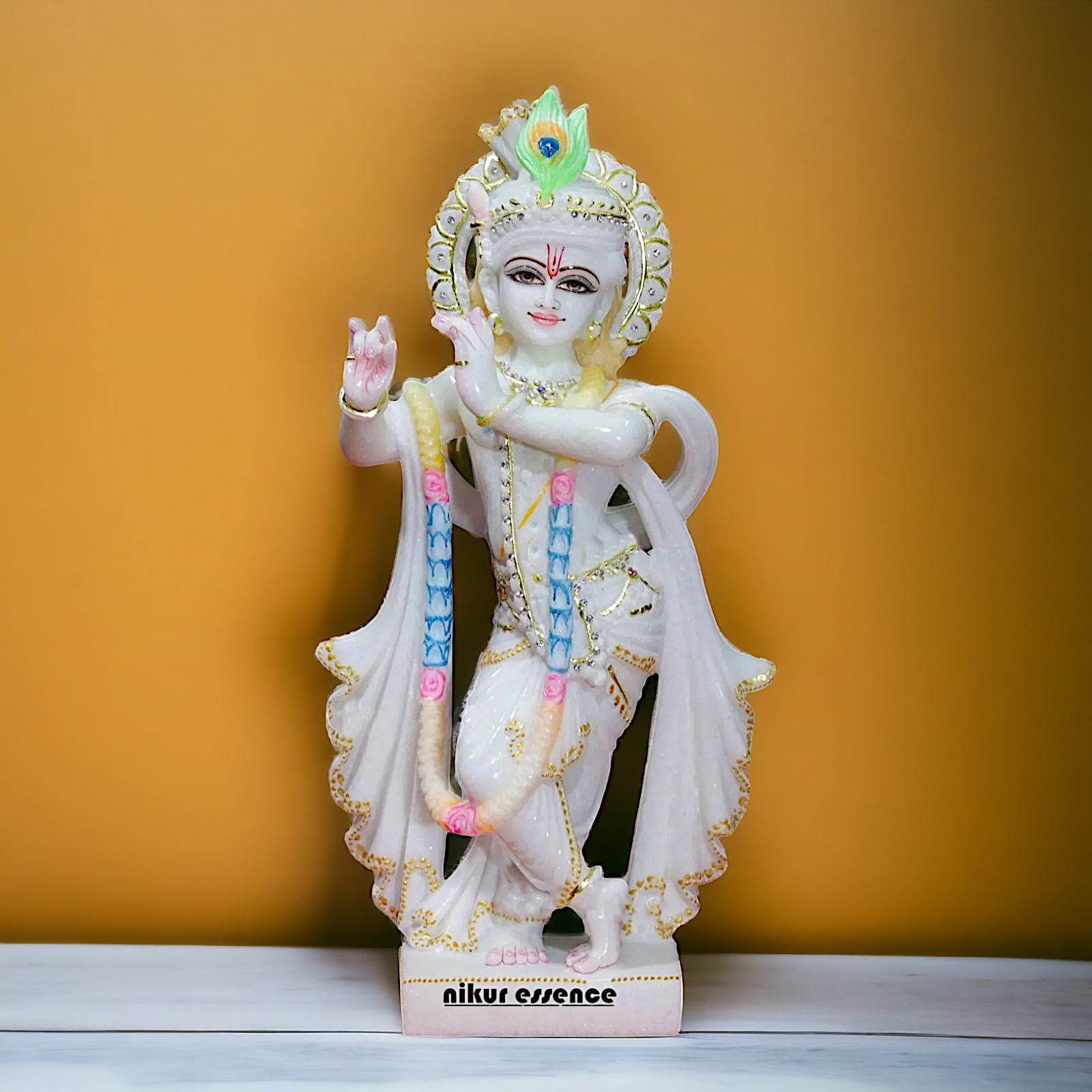 Krishna Gopal Playing Flute Marble statue - 15 inches