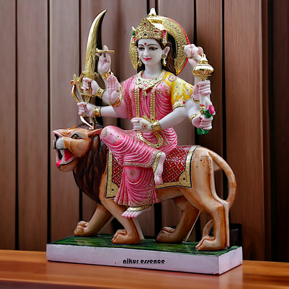 Big Durga Maa seated on lion Marble idol - 42 inches