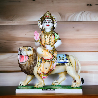 Marble Sherawali Durga idol - 1 Feet