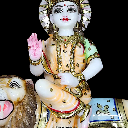 Marble Sherawali Durga idol - 1 Feet