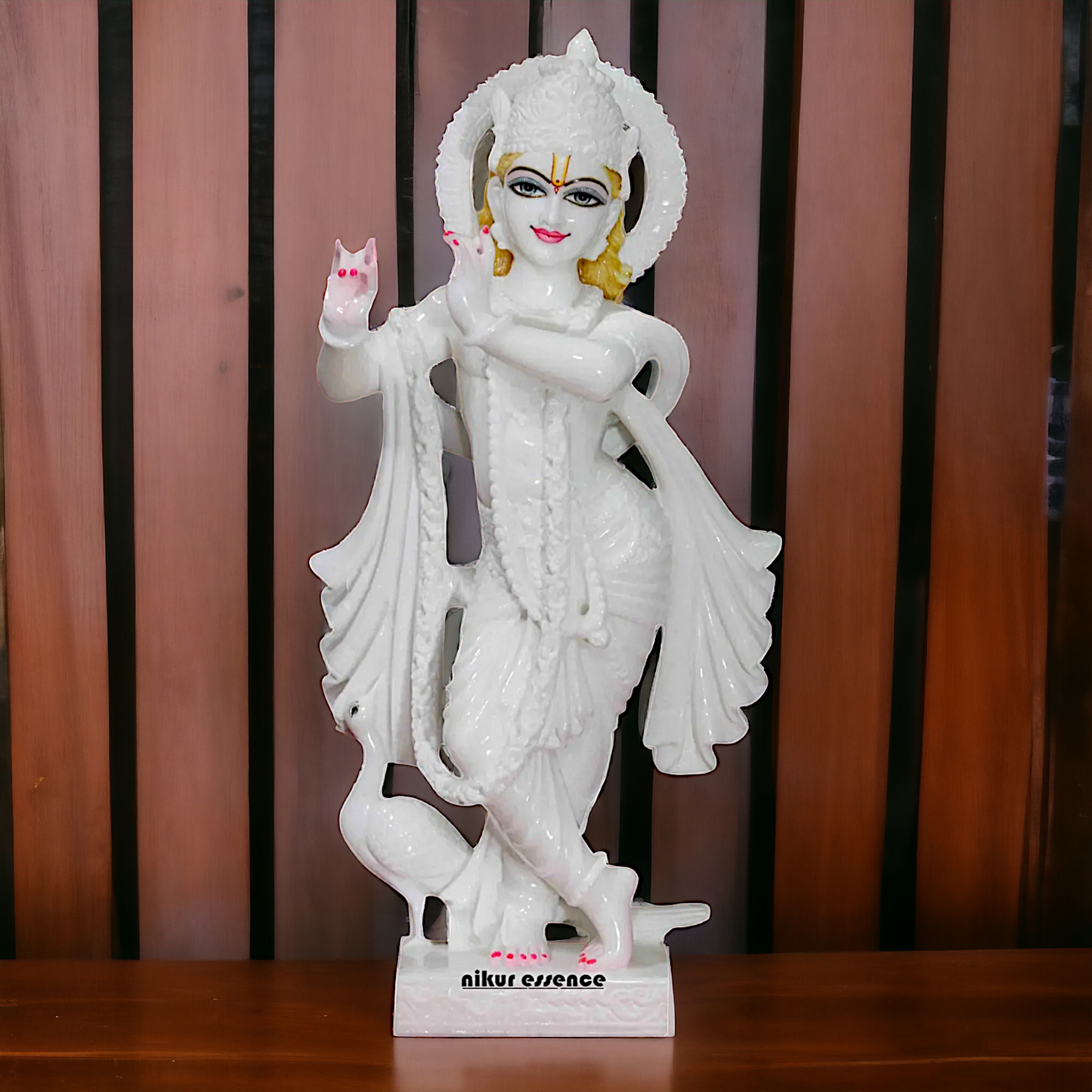 Krishna Playing Flute White Marble statue - 2 Feet