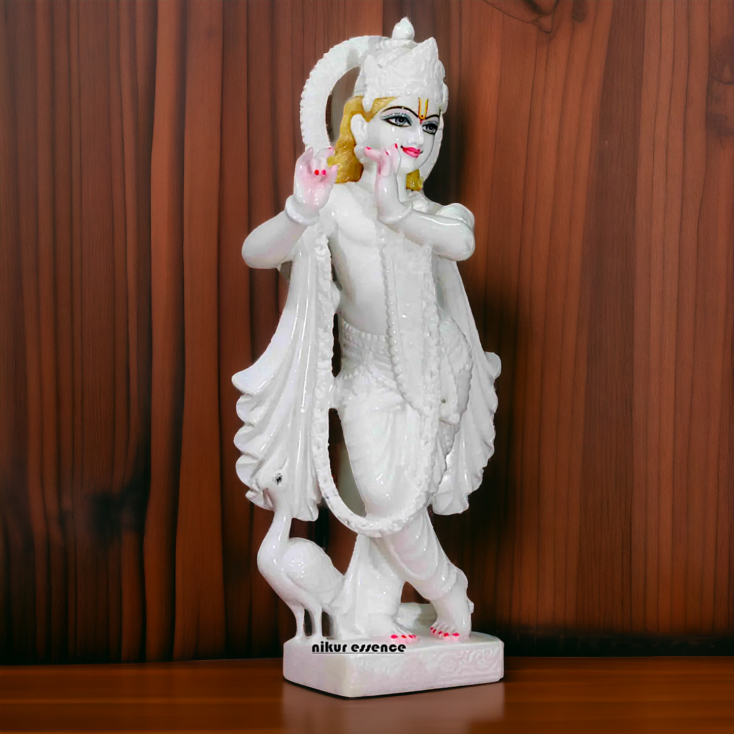 Krishna Playing Flute White Marble statue - 2 Feet