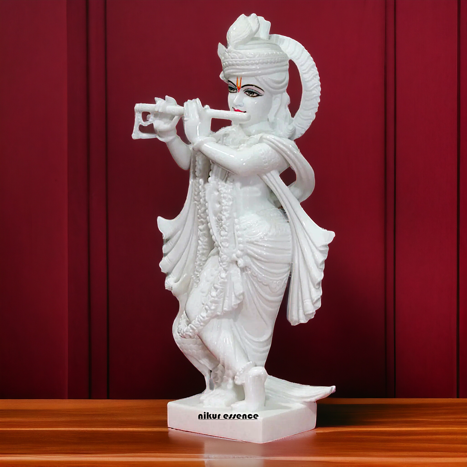 Large Krishna with peacock marble Large idol - 2 Feet